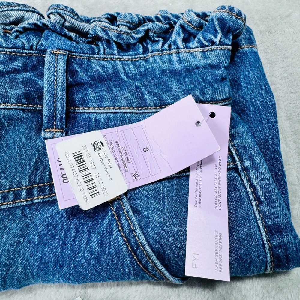 Paperbag Waist Size 8 Wild Fable Womens High Rise Button Fly Denim Shorts Blue - Picture 12 of 12